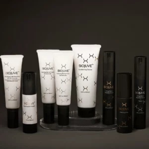 a group of white and black containers